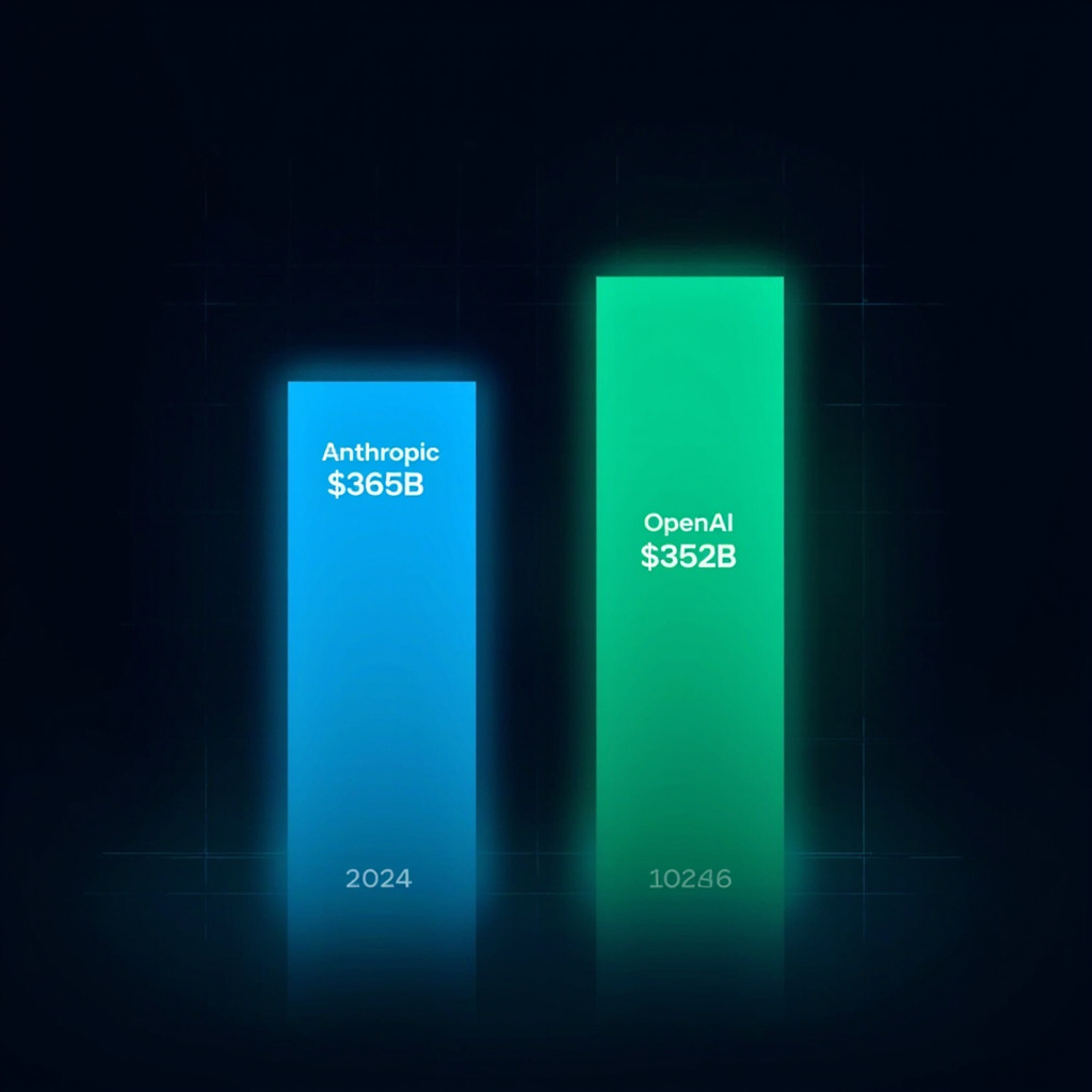 Valuation comparison chart showing AI company growth trajectories