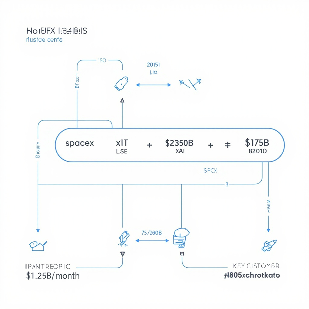 Graphic illustrating the SpaceX and xAI merger creating a combined AI infrastructure giant