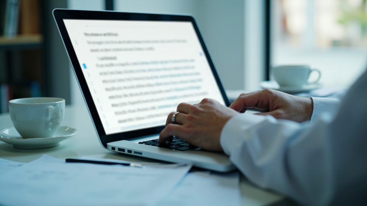 A clinician deep in literature review mode, citations and footnotes highlighted